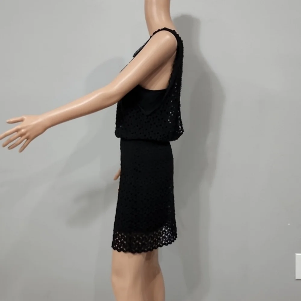 Free People Crochet Dress Size‎ S Black Sleeveless Lined Keyhole Back Womens
